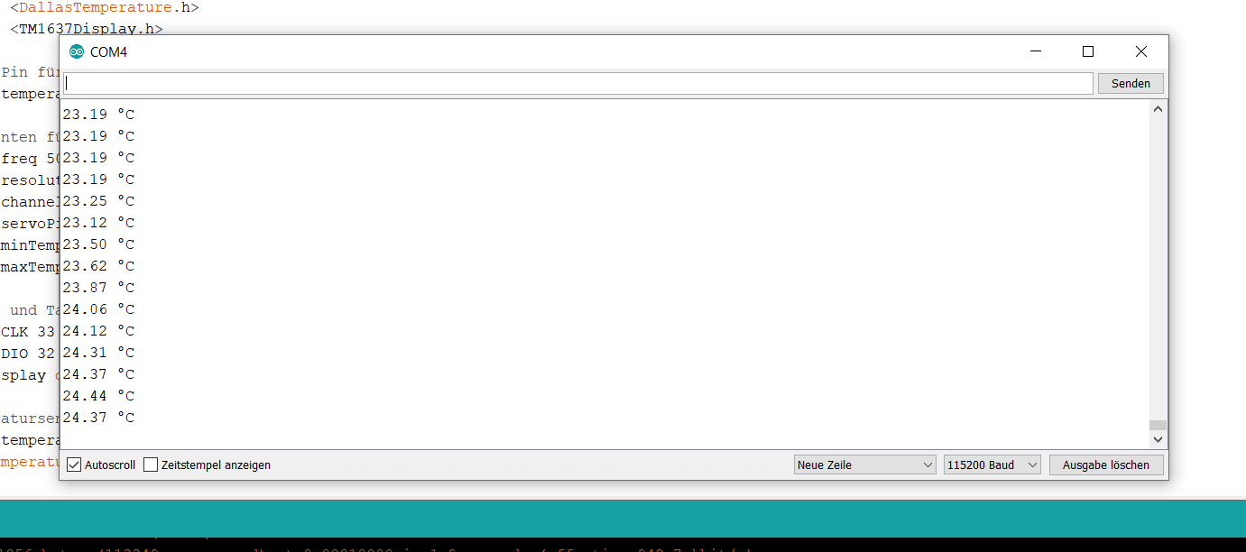 Abbildung 1: Ausgabe über den seriellen Monitor