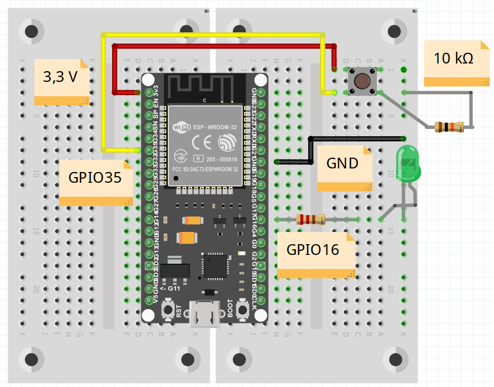 Taster und LED Fritzing