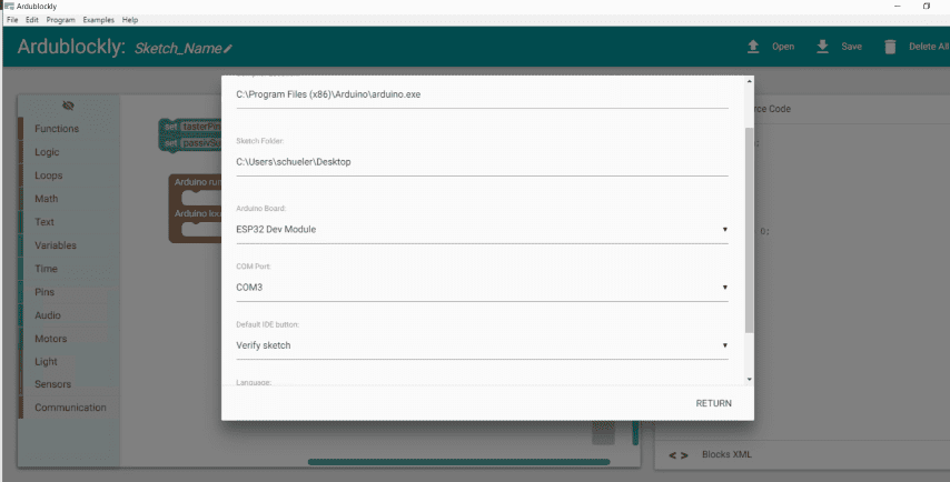 Zu sehen ist das Fenster, wo man den Mikrocontroller auswählen kann