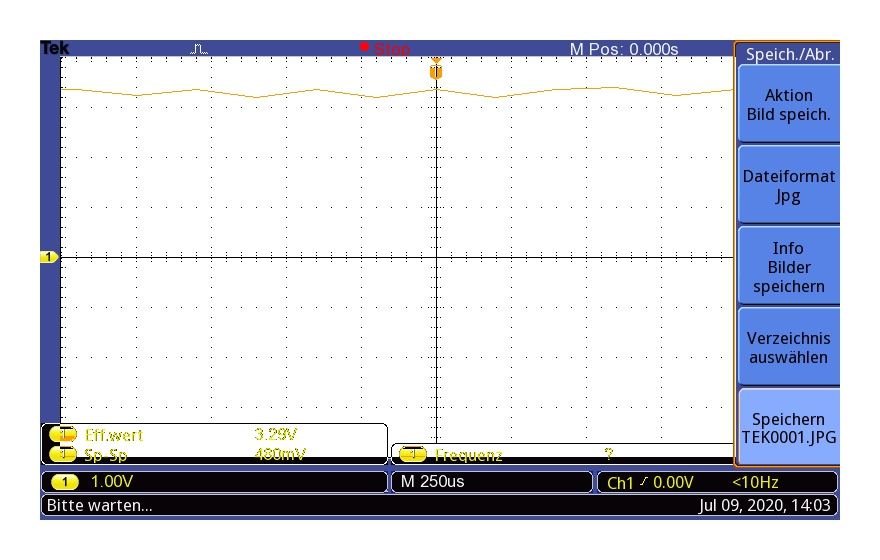 Zu sehen ist die Ausgangsspannung beim aktiven Summmer