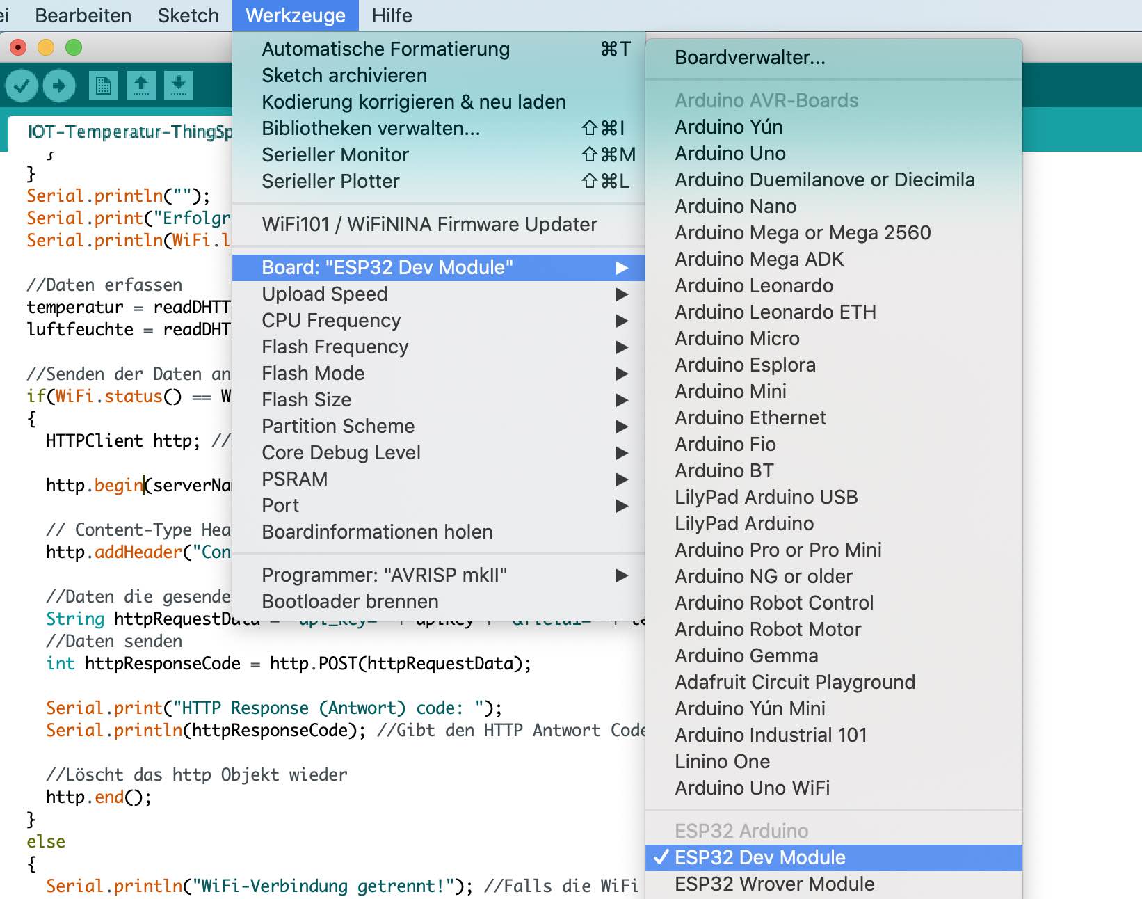 Board in der Arduino IDE auswählen