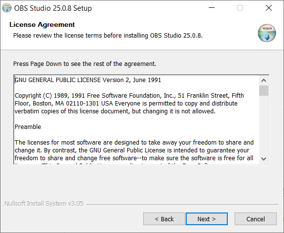Abbildung 2: OBS Installationsfenster 2