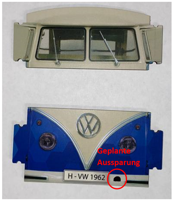 Geplante Aussparung in der Front des T1