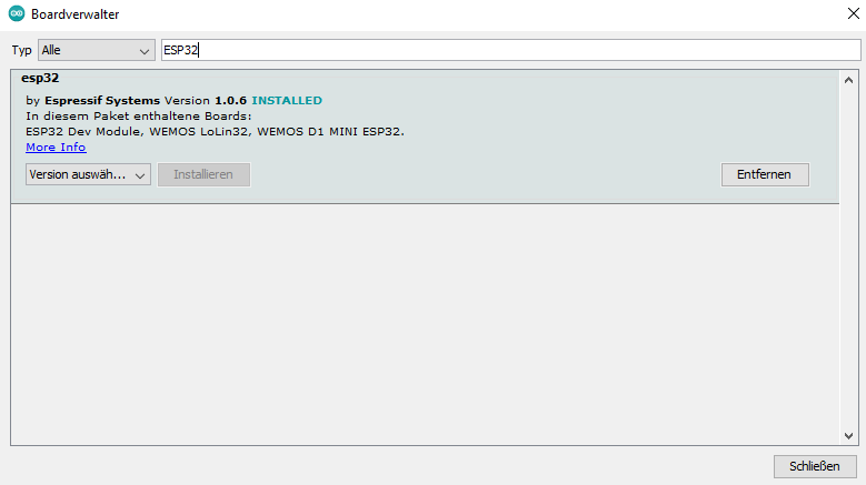 Boardverwalter der Arduino IDE