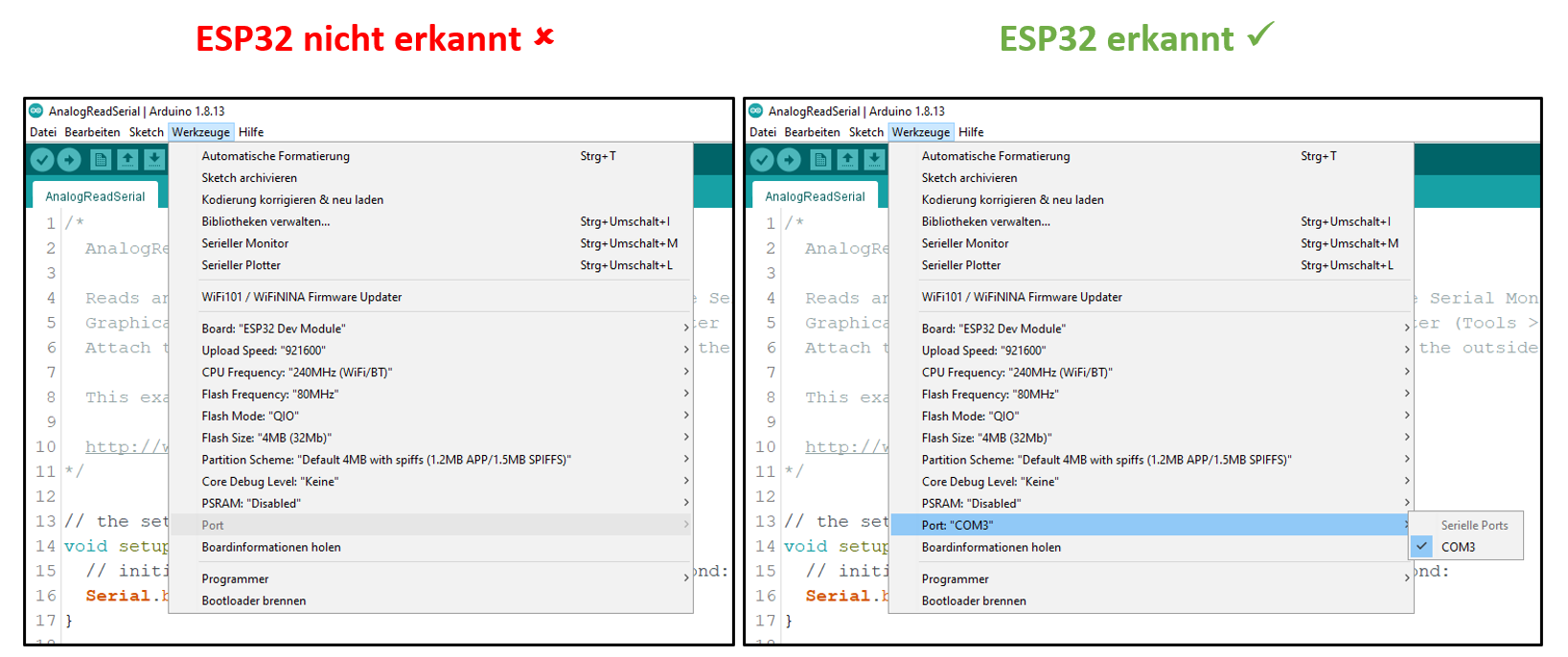 Veranschaulichung der Erkennung des ESP32