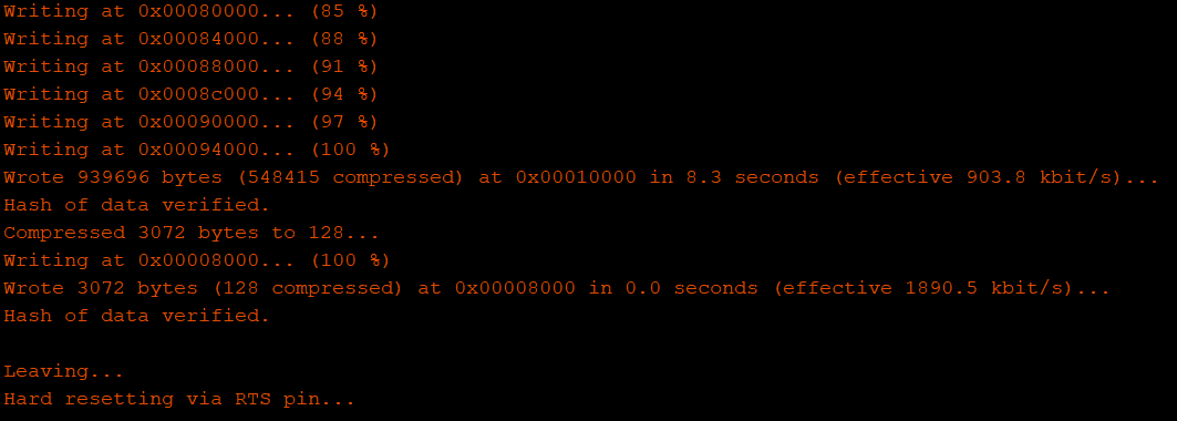 Veranschaulichung der Konsolenmeldung bei erfolgreichem Hochladen