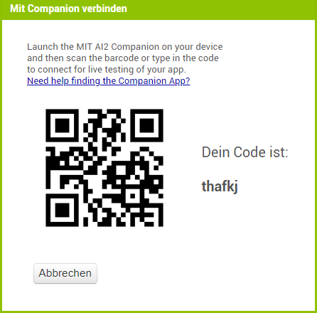 Codes zum Verbinden mit dem AI Companion