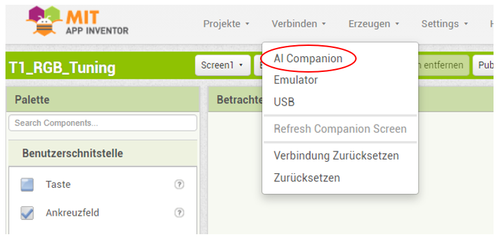 Verbinden mit dem AI Companion