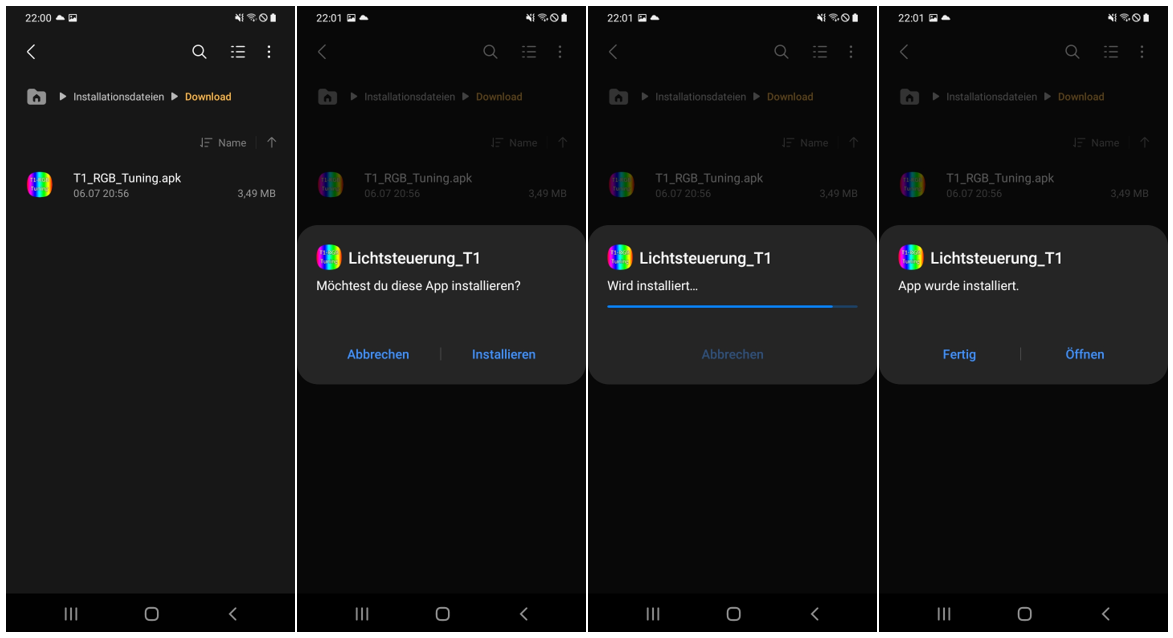 Installationsvorgang der .apk-Datei