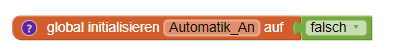 Ausschnitt des App-Programmcodes: Block der Variablen für den Automatikmodus