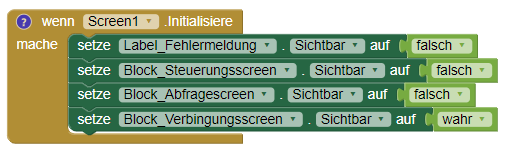 Ausschnitt des App-Programmcodes: Initialisierungsblock bei Start der App