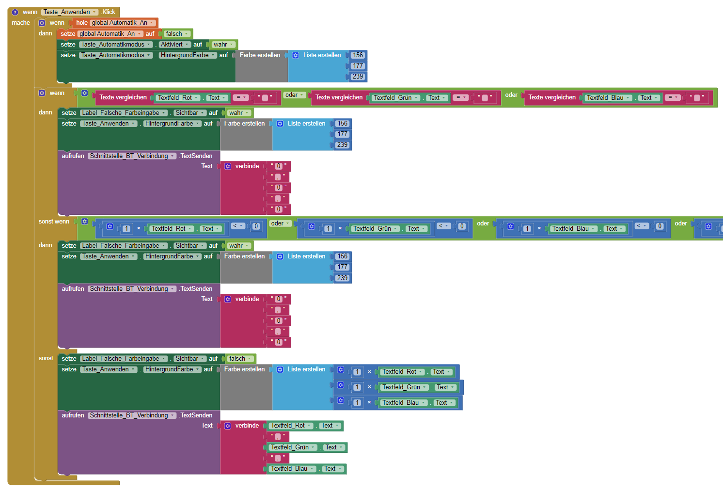 Ausschnitt des App-Programmcodes: Block der "Anwenden"-Taste