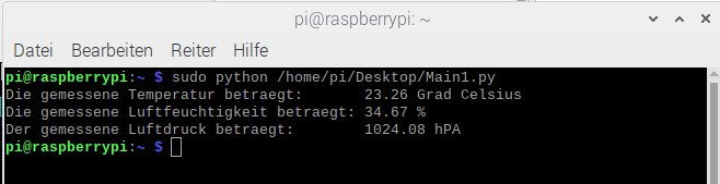 Asgabe der Sensordaten
